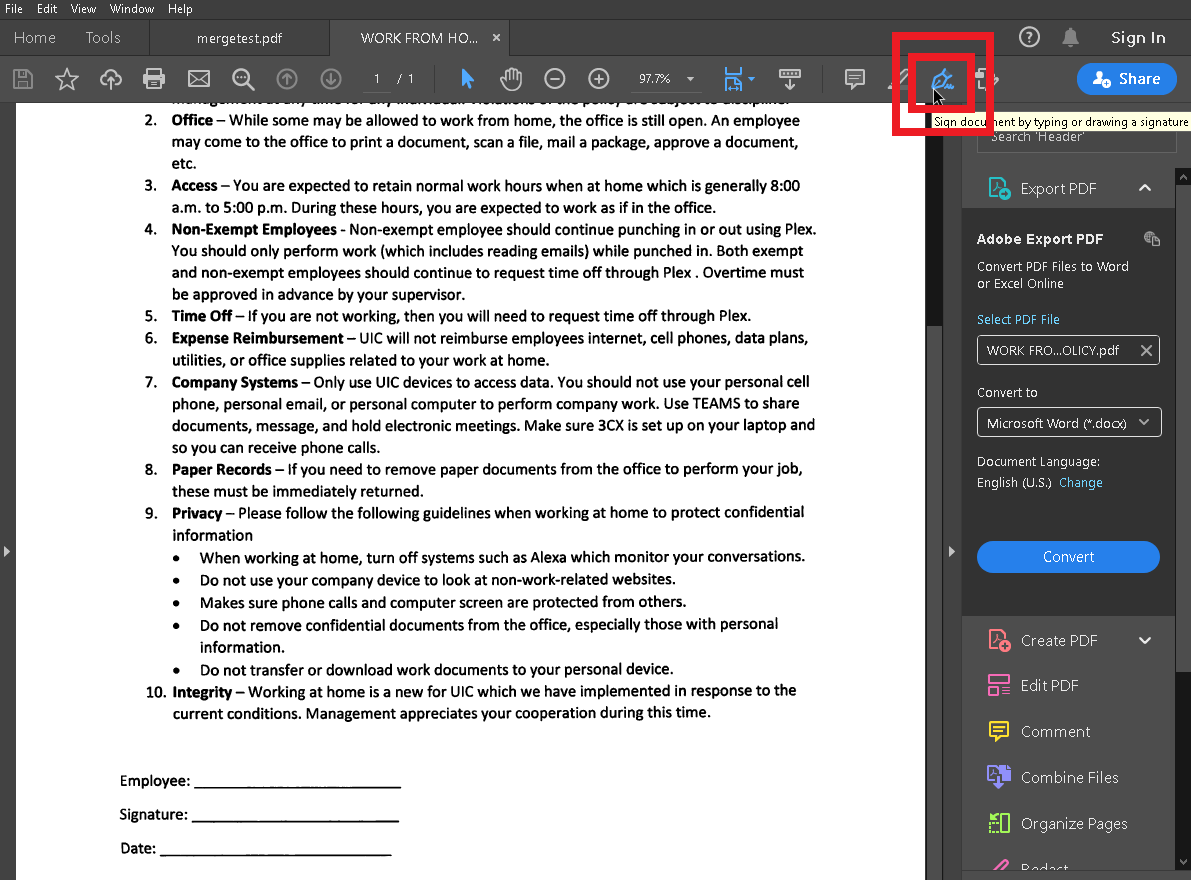 adobe sign and fill how to send document